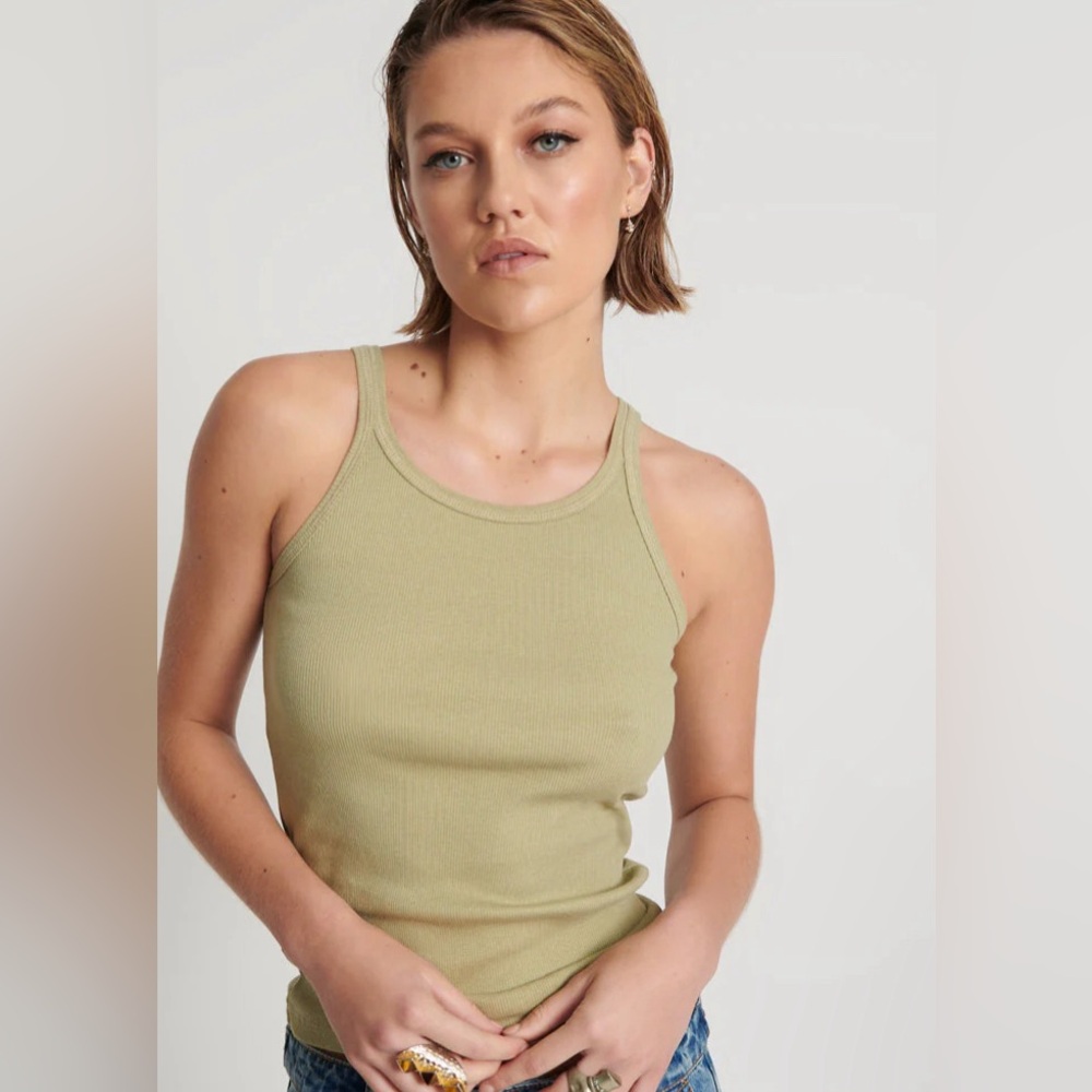 NWT One Teaspoon Bamboo Logo Singlet - Sage Green